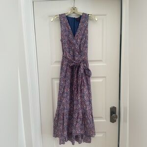 J. Crew Sleeveless faux-wrap dress in Liberty® Kayoko deep blue floral